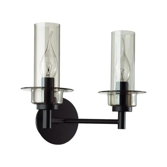 LUMION 6555/2W CLASSI LN25 29 черный/дымчатый/металл/стекло Бра E14 2*40W 220V MADONNA