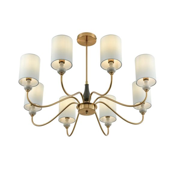 LUMION 6590/8 CLASSI LN25 57 латунь/мятный зеленый, металл, керамика/текстиль Люстра подвесная E14 8*40W 220V ANRI, изображение 5