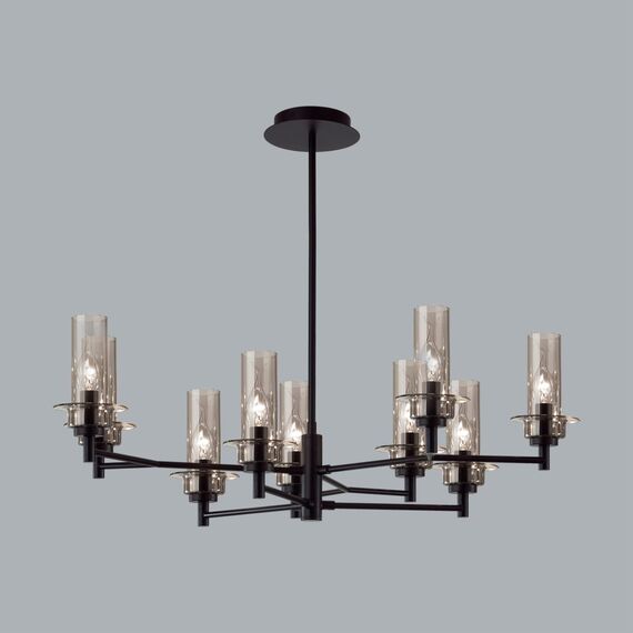 LUMION 6555/9C CLASSI LN25 30 черный/дымчатый/металл/стекло Люстра потолочная E14 9*40W 220V MADONNA, изображение 4