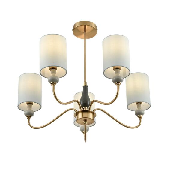 LUMION 6590/5 CLASSI LN25 57 латунь/мятный зеленый, металл, керамика/текстиль Люстра подвесная E14 5*40W 220V ANRI, изображение 6