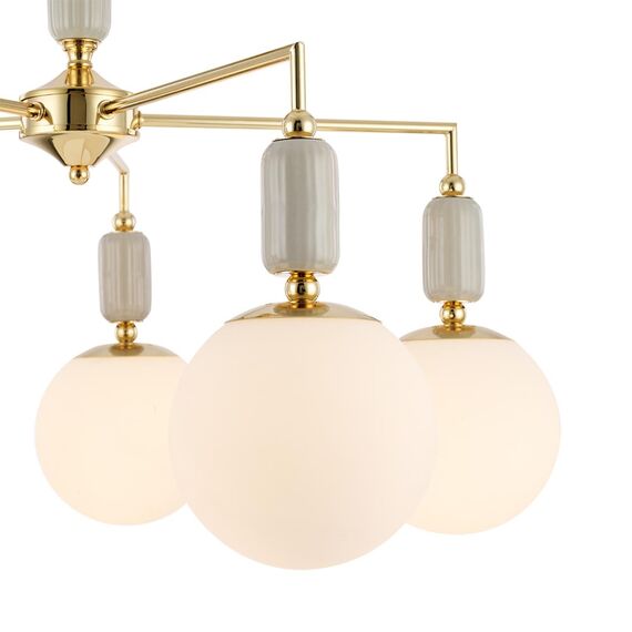 LUMION 6580/5C CLASSI LN25 53 французское золото, серый/белый металл, керамика/стекло Люстра потолочная E14 5*40W 220V VIVIEN, изображение 5