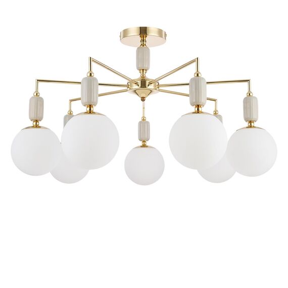 LUMION 6580/7C CLASSI LN25 54 французское золото, серый/белый металл, керамика/стекло Люстра потолочная E14 7*40W 220V VIVIEN