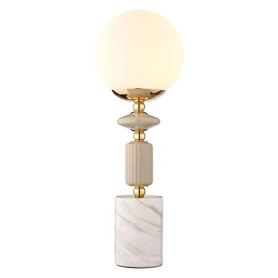 LUMION 6580/1T CLASSI LN25 53 французское золото, серый/белый металл, керамика/стекло Лампа настольная E14 1*40W 220V VIVIEN, изображение 4