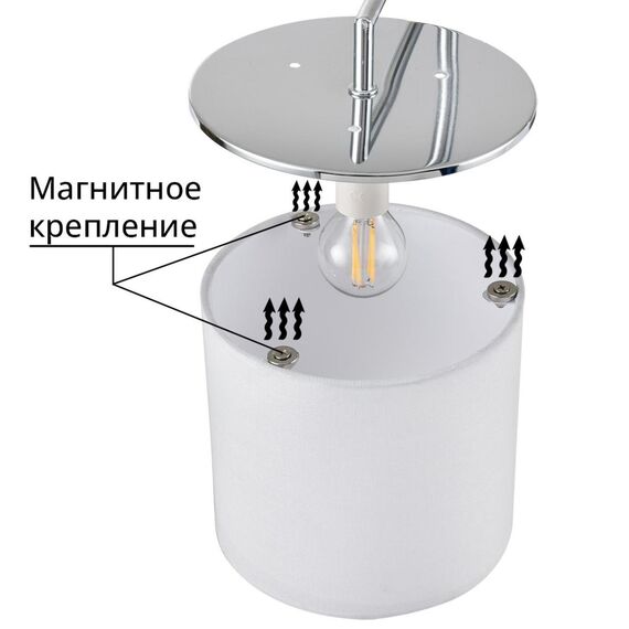 LUMION 6591/1W CLASSI LN25 62 хром/белый, металл/текстиль Бра E14 1*40W 220V SUNTORI, изображение 5