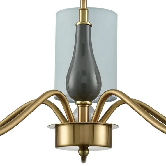 LUMION 6590/5 CLASSI LN25 57 латунь/мятный зеленый, металл, керамика/текстиль Люстра подвесная E14 5*40W 220V ANRI, изображение 3