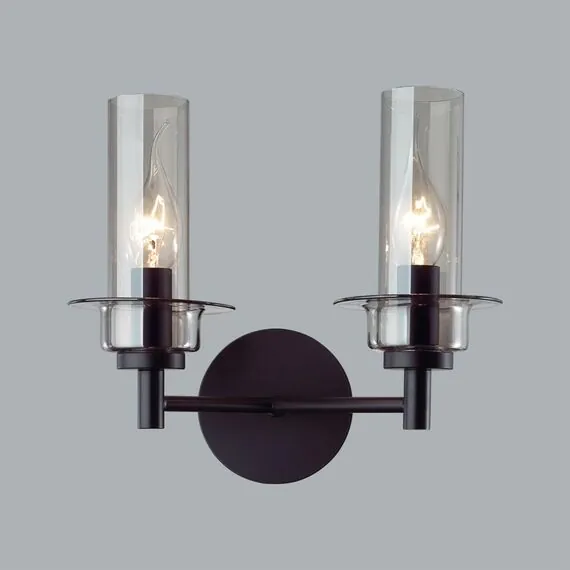 LUMION 6555/2W CLASSI LN25 29 черный/дымчатый/металл/стекло Бра E14 2*40W 220V MADONNA, изображение 5