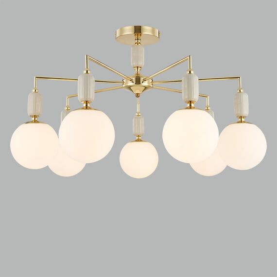 LUMION 6580/7C CLASSI LN25 54 французское золото, серый/белый металл, керамика/стекло Люстра потолочная E14 7*40W 220V VIVIEN, изображение 3