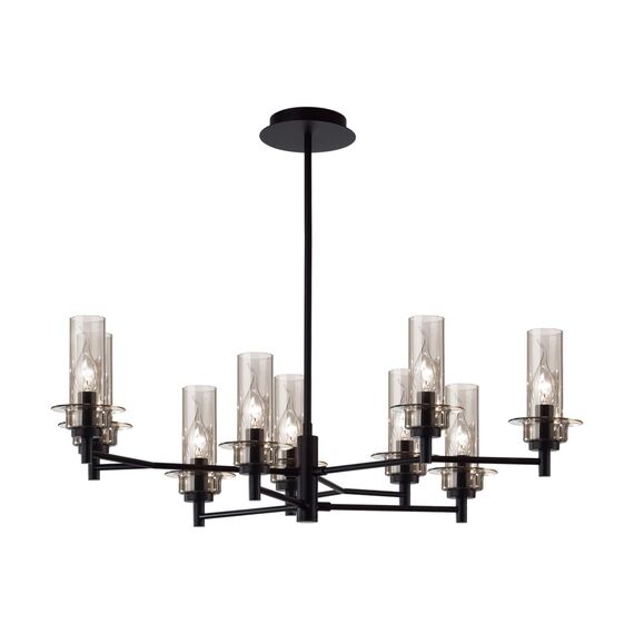 LUMION 6555/9C CLASSI LN25 30 черный/дымчатый/металл/стекло Люстра потолочная E14 9*40W 220V MADONNA, изображение 5