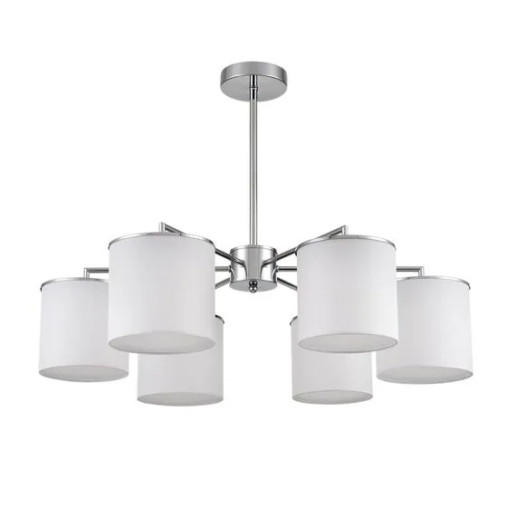 LUMION 6591/6 CLASSI LN25 62 хром/белый, металл/текстиль Люстра подвесная E14 6*40W 220V SUNTORI