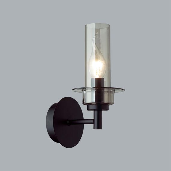 LUMION 6555/1W CLASSI LN25 29 черный/дымчатый/металл/стекло Бра E14 1*40W 220V MADONNA, изображение 4