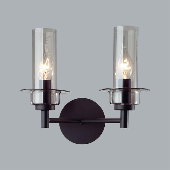 LUMION 6555/2W CLASSI LN25 29 черный/дымчатый/металл/стекло Бра E14 2*40W 220V MADONNA, изображение 5