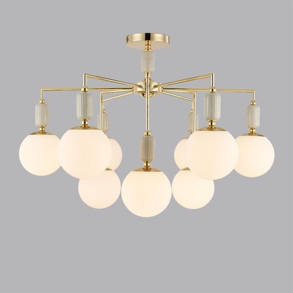 LUMION 6580/9C CLASSI LN25 54 французское золото, серый/белый металл, керамика/стекло Люстра потолочная E14 9*40W 220V VIVIEN, изображение 3