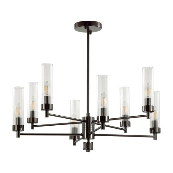LUMION 5275/8C CLASSI LN23 38 черный хром Люстра потолочная E14 8*40W 220V KAMILLA
