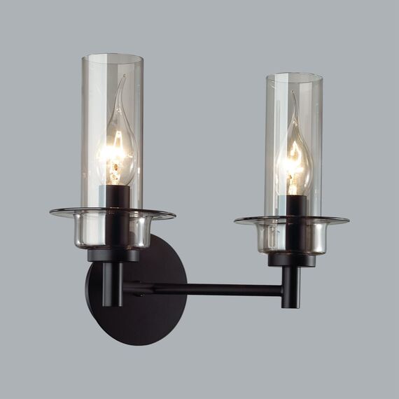 LUMION 6555/2W CLASSI LN25 29 черный/дымчатый/металл/стекло Бра E14 2*40W 220V MADONNA, изображение 4