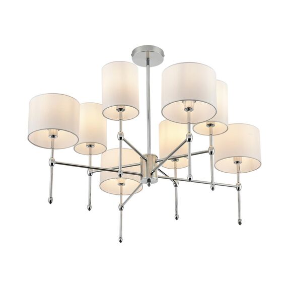 LUMION 6589/8C CLASSI LN25 60 хром/белый, металл/текстиль Люстра потолочная E14 8*40W 220V LATTI, изображение 7