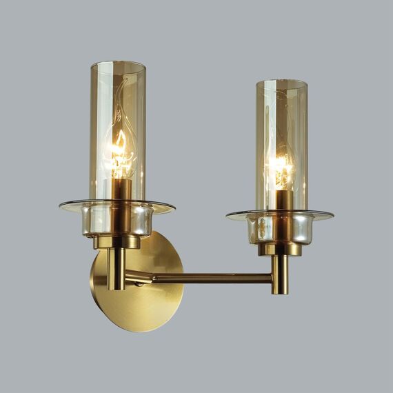 LUMION 6554/2W CLASSI LN25 27 бронза/коньячный/металл/стекло Бра E14 2*40W 220V MADONNA, изображение 4