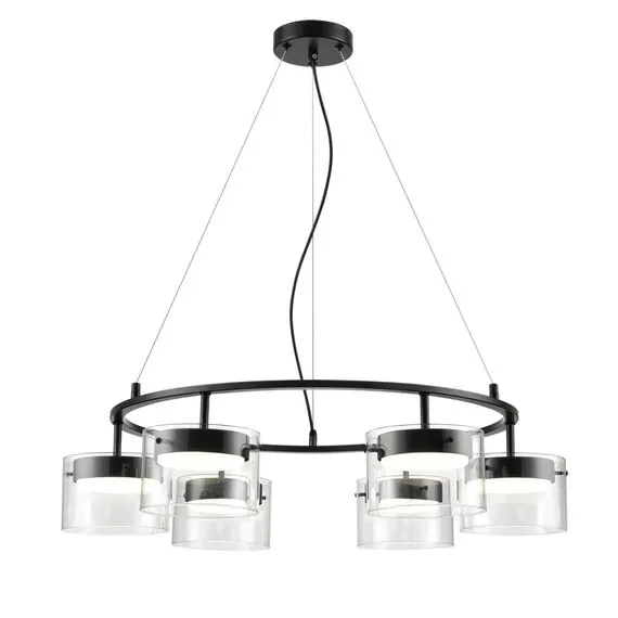 LUMION 8232/6 COMFI LN25 193 черный/прозрачный, металл/стекло Светильник подвесной LED GX70 6*10W 220V NATALINA, изображение 4