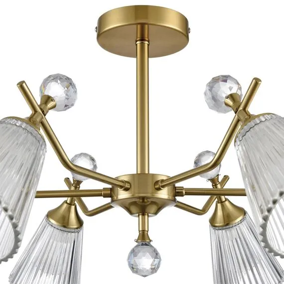 LUMION 8046/6C CLASSI LN25 77 латунь/прозрачное стекло Люстра потолочная Е14 6*40W 220V AURICA, изображение 4