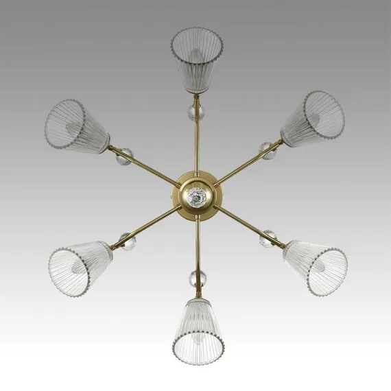 LUMION 8046/6C CLASSI LN25 77 латунь/прозрачное стекло Люстра потолочная Е14 6*40W 220V AURICA, изображение 5