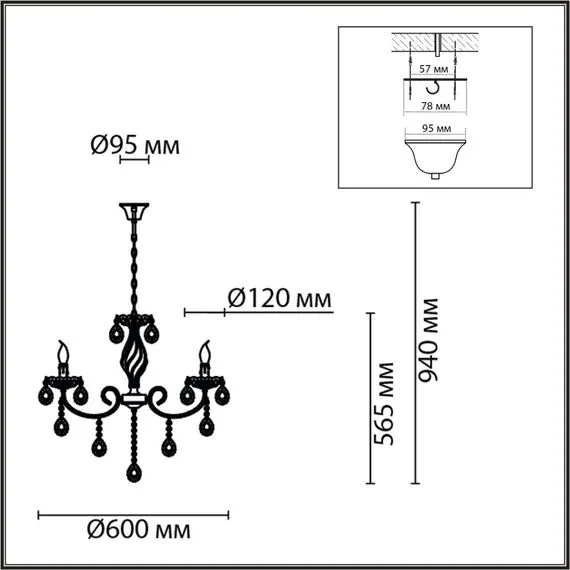 LUMION 8190/5 CLASSI LN25 24 античная бронза, металл/хрусталь Люстра E14 5*40W 220V LINN, изображение 2