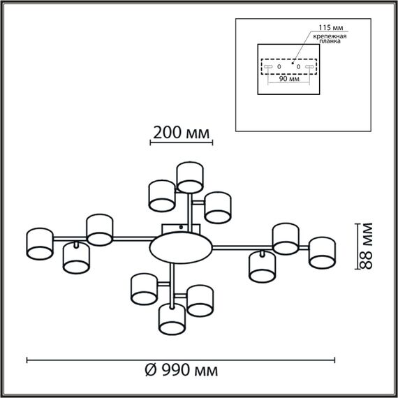 LUMION 8235/12C COMFI LN25 200 белый, металл Люстра потолочная LED GX53 12*12W 220V GARETA, изображение 2