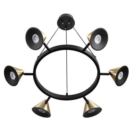 LUMION 8233/6 COMFI LN25 209 черный/золото, металл Подвесной светильник GU10 LED 6*7W 220V LAMINA, изображение 3