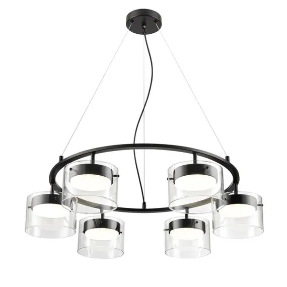 LUMION 8232/6 COMFI LN25 193 черный/прозрачный, металл/стекло Светильник подвесной LED GX70 6*10W 220V NATALINA, изображение 5