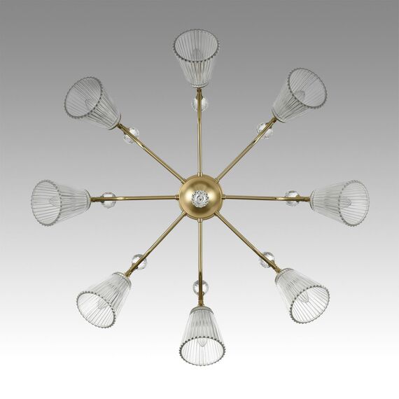 LUMION 8046/8C CLASSI LN25 77 латунь/прозрачное стекло Люстра потолочная Е14 8*40W 220V AURICA, изображение 5