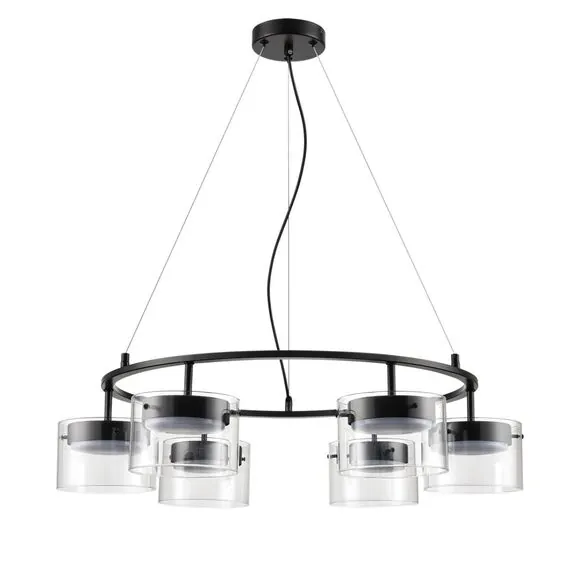 LUMION 8232/6 COMFI LN25 193 черный/прозрачный, металл/стекло Светильник подвесной LED GX70 6*10W 220V NATALINA