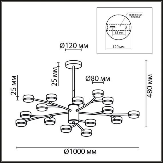 LUMION 8117/15 COMFI LN25 195 черный, металл Люстра LED GX53 15*7W 220V TORINA, изображение 2