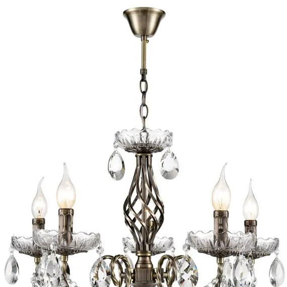 LUMION 8190/5 CLASSI LN25 24 античная бронза, металл/хрусталь Люстра E14 5*40W 220V LINN, изображение 4