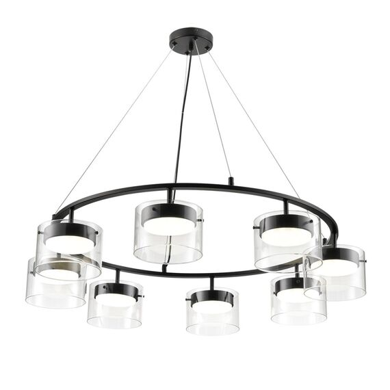 LUMION 8232/8 COMFI LN25 193 черный/прозрачный, металл/стекло Светильник подвесной LED GX70 8*10W 220V NATALINA, изображение 5