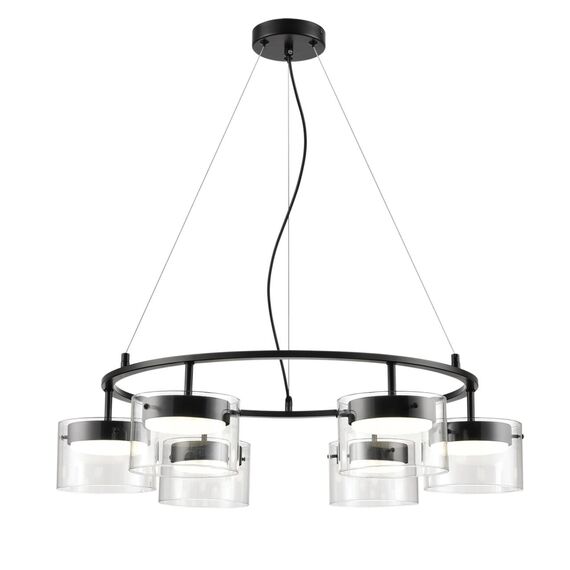 LUMION 8232/6 COMFI LN25 193 черный/прозрачный, металл/стекло Светильник подвесной LED GX70 6*10W 220V NATALINA, изображение 4