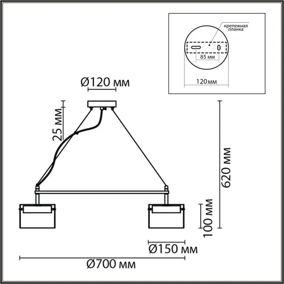 LUMION 8232/6 COMFI LN25 193 черный/прозрачный, металл/стекло Светильник подвесной LED GX70 6*10W 220V NATALINA, изображение 2