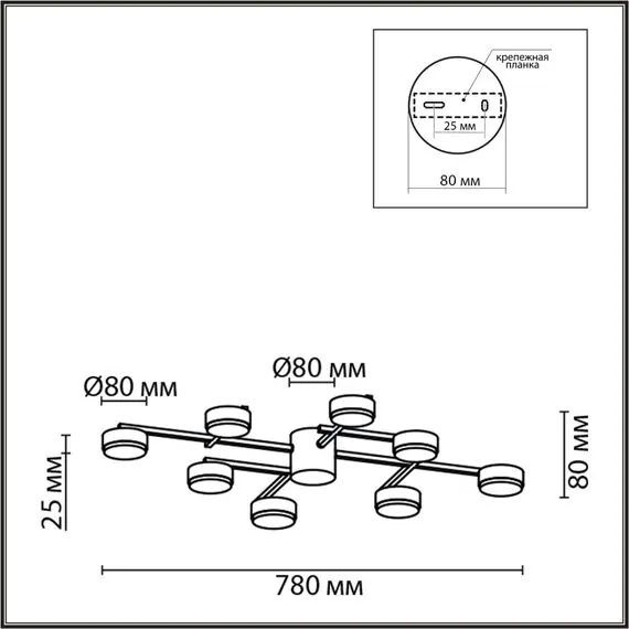 LUMION 8115/8C COMFI LN25 206 никель, металл Люстра потолочная LED GX53 8*7W 220V DABRA, изображение 2