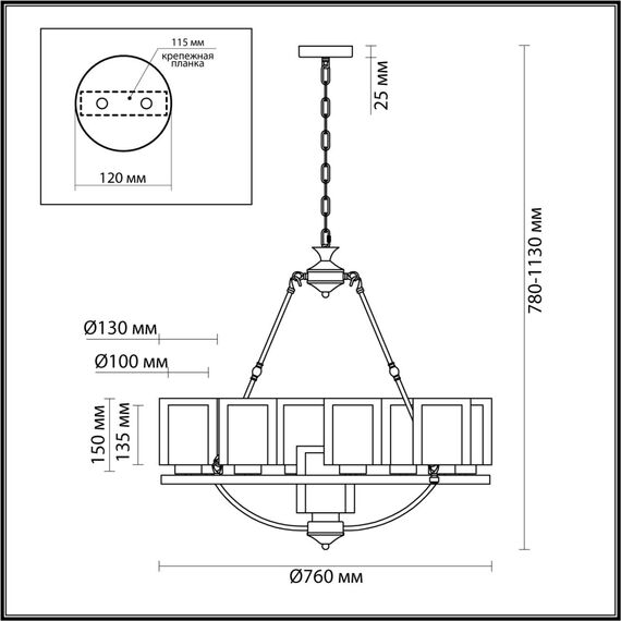 LUMION 6524/9 COUNTY LN23 39 античная латунь Люстра E27 9*60W 220V RIVERLY, изображение 2