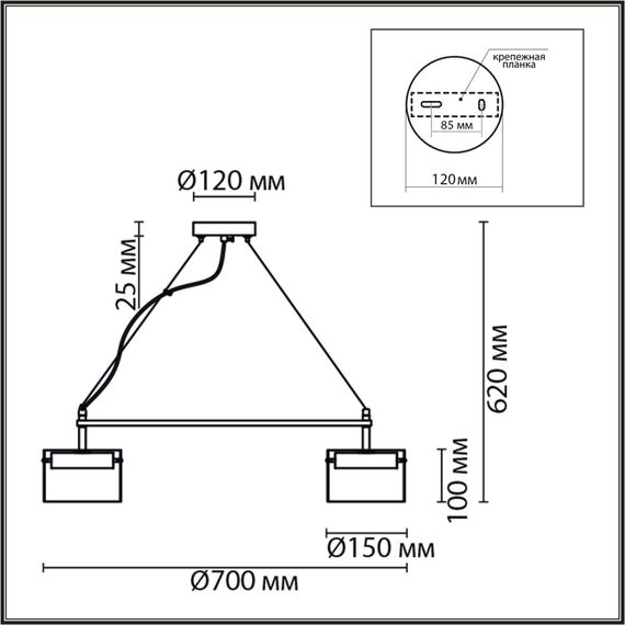 LUMION 8232/6 COMFI LN25 193 черный/прозрачный, металл/стекло Светильник подвесной LED GX70 6*10W 220V NATALINA, изображение 2