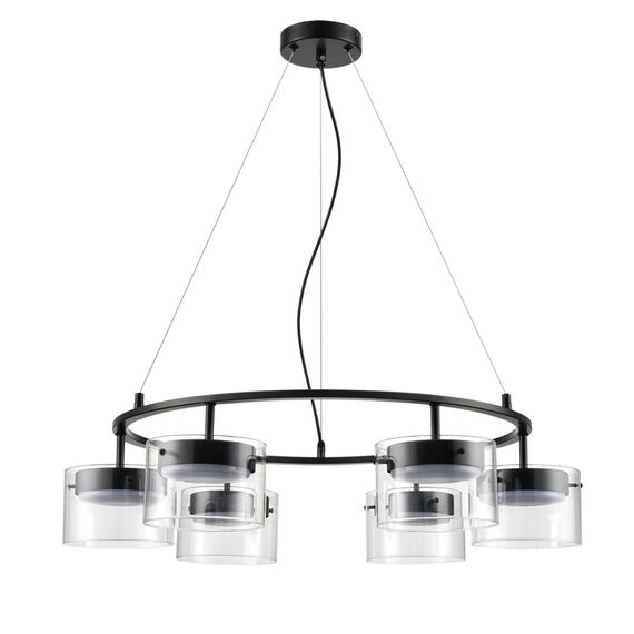 LUMION 8232/6 COMFI LN25 193 черный/прозрачный, металл/стекло Светильник подвесной LED GX70 6*10W 220V NATALINA