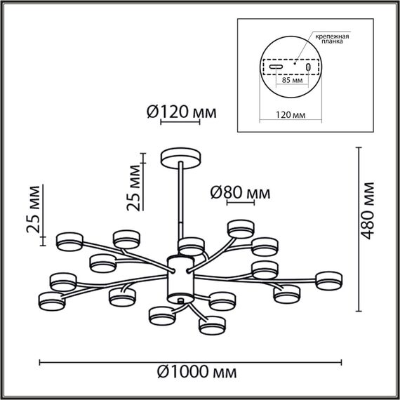 LUMION 8117/18 COMFI LN25 195 черный, металл Люстра LED GX53 18*7W 220V TORINA, изображение 2