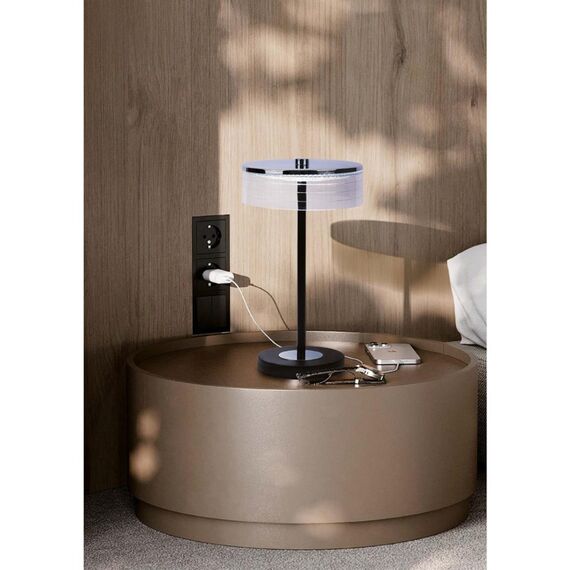LUMION 8203/1TL LEDIO LN25 393 серебро/черный/прозрачный, металл/акрил Настольная лампа LED 7W 400К 220V SATIANA, изображение 3