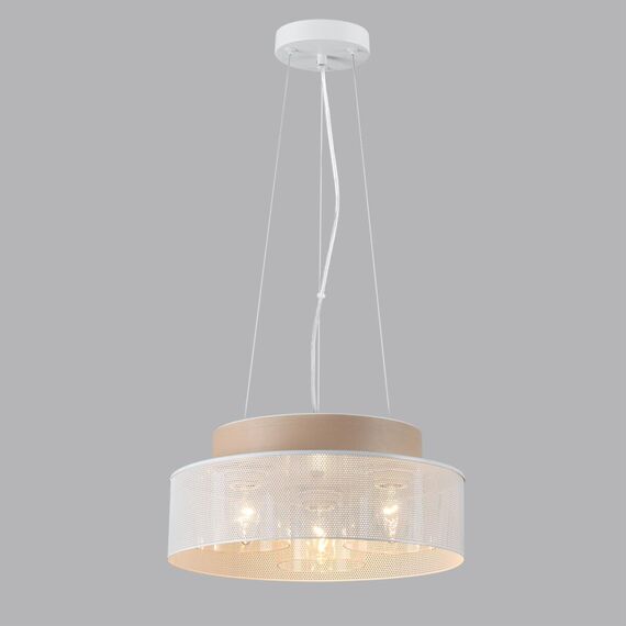LUMION 6599/3C MODERNI LN25 156 белый/белый, бежевый металл, эко кожа/металл, стекло Подвесной светильник Е27 3*60W 220V BASALTO, изображение 4