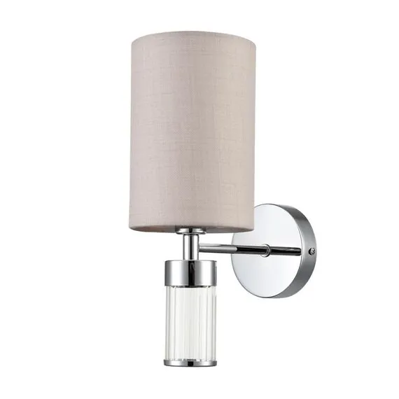 LUMION 6585/1W MODERNI LN25 56 хром/бежевый, металл/текстиль, стекло Бра E14 1*40W 220V ARNIKA