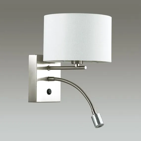 LUMION 3745/1A MODERNI LN19 127 никель/белый, металл/текстиль Бра E14 40W+LED 3W 4000K 220V NIKKI, изображение 4