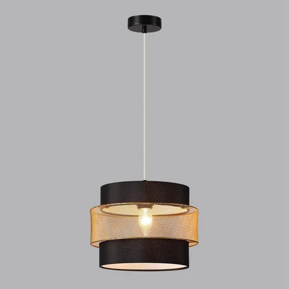 LUMION 8003/1A MODERNI LN25 161 черный/черный, золотой металл/металл, текстиль Подвес Е27 60W 220V ANIMAISA, изображение 3