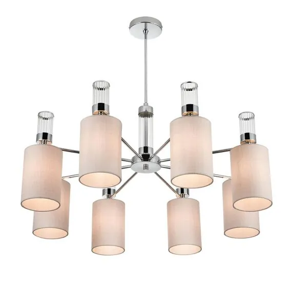 LUMION 6585/8 MODERNI LN25 56 хром/бежевый, металл/текстиль, стекло Люстра подвесная E14 8*40W 220V ARNIKA, изображение 5