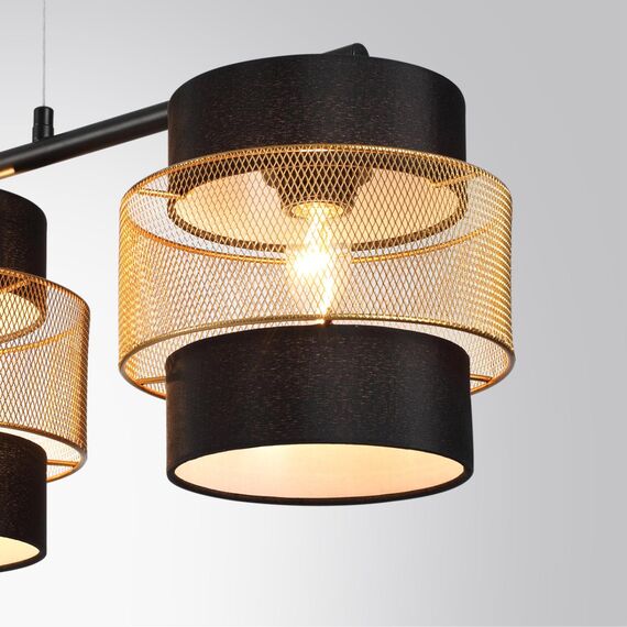 LUMION 8003/3A MODERNI LN25 161 черный/черный, золотой металл/металл, текстиль Подвес Е27 3*60W 220V ANIMAISA, изображение 6