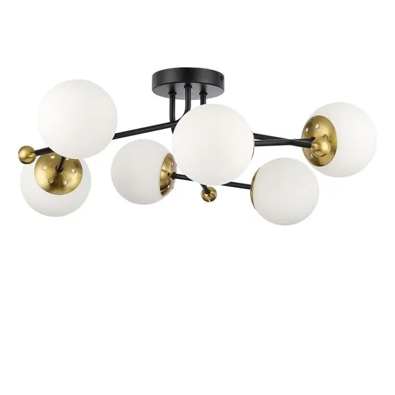 LUMION 6581/6C MODERNI LN25 108 черный, золотой/белый металл  /стекло Люстра потолочная E14 6*40W 220V MELODY