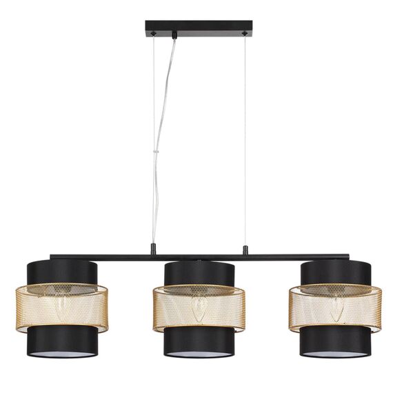 LUMION 8003/3A MODERNI LN25 161 черный/черный, золотой металл/металл, текстиль Подвес Е27 3*60W 220V ANIMAISA