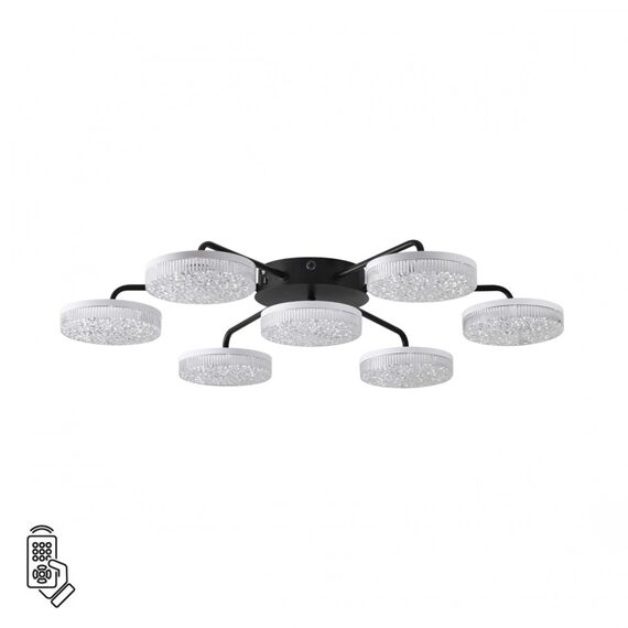 LUMION 8236/7CL LEDIO LN25 000 черный, металл/акрил Люстра потолочная с пультом ДУ LED 90W 3000-6000К 220V DIDANA