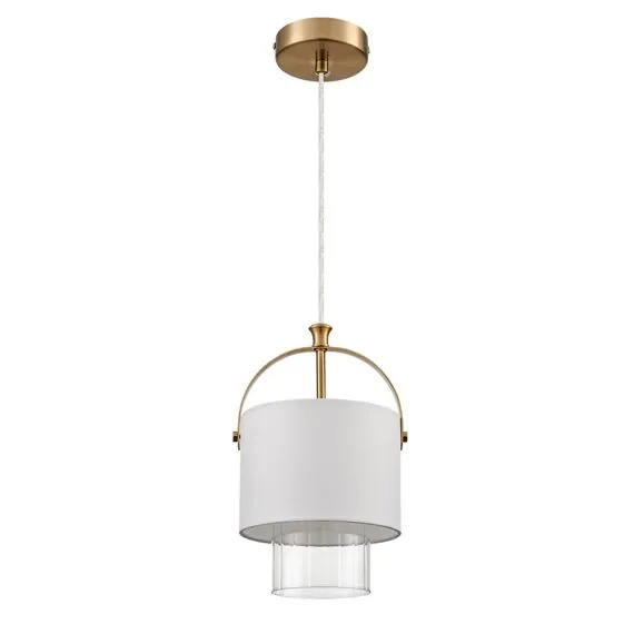 LUMION 6593/1 MODERNI LN25 324 латунь/белый, металл/текстиль, стекло Подвес E14 1*40W 220V JANE